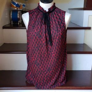 Black and Red printed sleeveless top